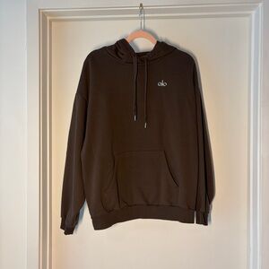 Alo Yoga Accolade Hoodie Espresso Brown Oversized Athleisure Sweatshirt M